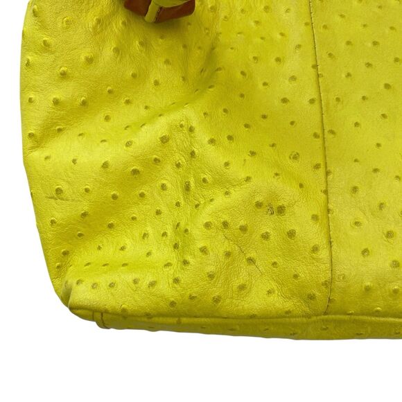 Cecconi Piero Leather Purse Handbag Tote Yellow Small Textured Italy Preppy - Picture 6 of 14